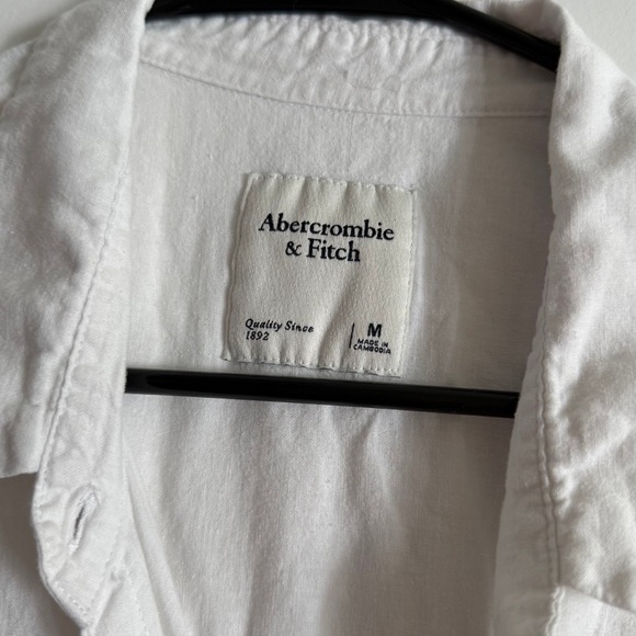 Women’s Abercrombie & Fitch White Linen Blend Button Down Shirt Size Medium - Picture 3 of 5
